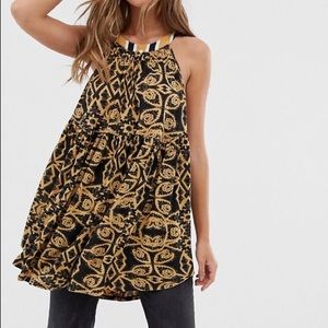 NWT Free People Mimi Printed Halter-neck Tunic Top